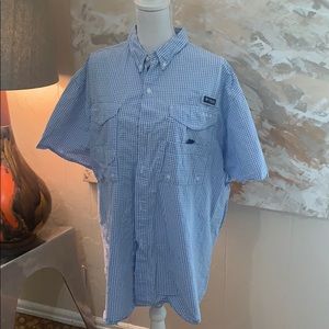 Short sleeve blue/white  Columbia fishing shirt